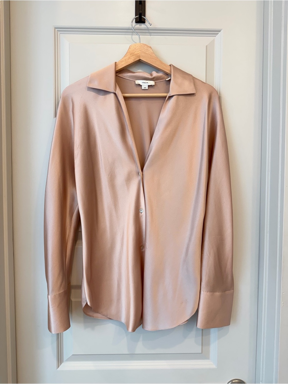 Vince Silk Bias Long Sleeve Blouse